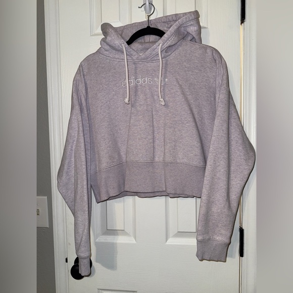Adidas Purple Cropped Hoodie Sweatshirt - Picture 5 of 10